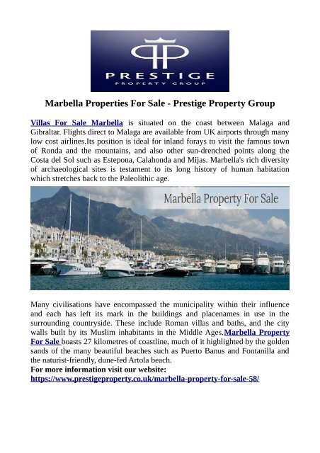Marbella Properties For Sale - Prestige Property Group