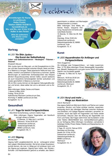 Volkshochschule Füssen: Programmheft Frühjahr/Sommer 2019