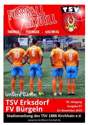 10.11.2019 - Stadionzeitung TSV Erksdorf / FV Bürgeln