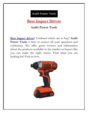 Looking for Best Impact Driver | Audit Power Tools