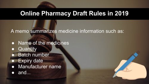 Online Pharmacy Draft Rules for 2019
