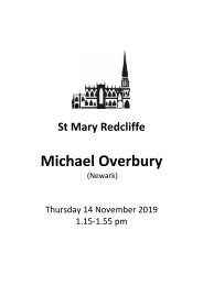 Lunchtime at Redcliffe - free organ recital featuring Michael Overbury