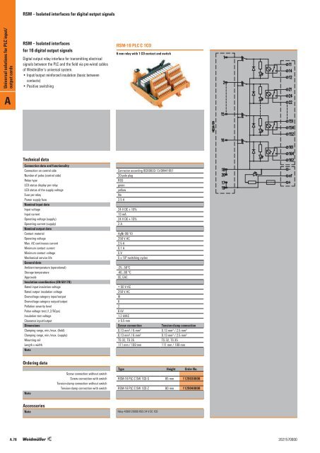 Weidmueller PLC-interface units, front adapters and prefabricated cables. 