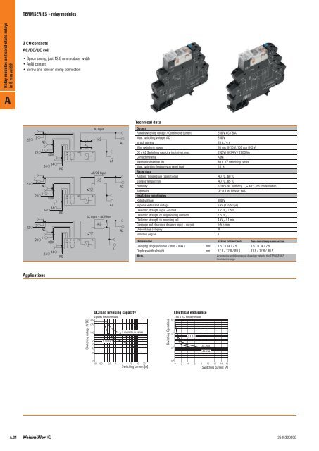 Weidmueller relays, solid-state relays, timer and safety relays. 