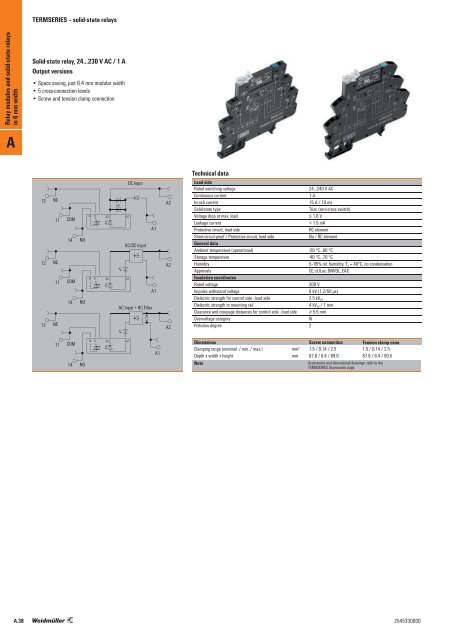 Weidmueller relays, solid-state relays, timer and safety relays. 