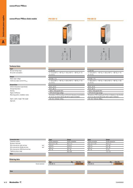 Weidmueller Switched-mode and uninterruptible power supplies and electronic fuses. 