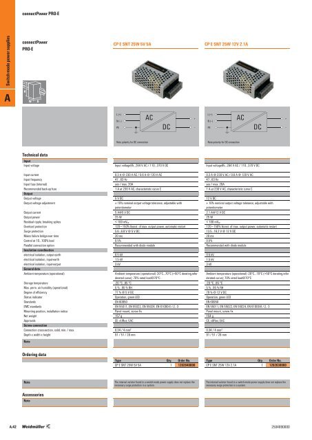 Weidmueller Switched-mode and uninterruptible power supplies and electronic fuses. 