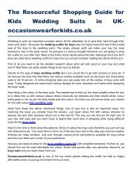 The Resourceful Shopping Guide for Kids Wedding Suits in UK Occasionwearforkids.co.uk