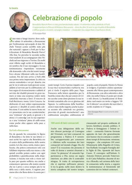 Il Segno - Mensile della Diocesi die Bolzano-Bressanone - Anno 55, numero 10, novembre 2019