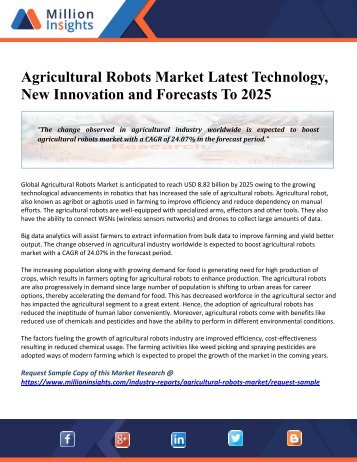 Agricultural Robots Market Latest Technology, New Innovation and Forecasts To 2025