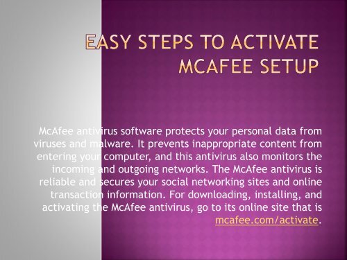 McAfee.com/Activate - Enter your activation code - Activate McAfee