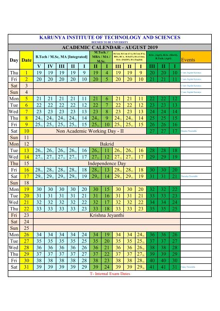 CALENDAR 2019-2020