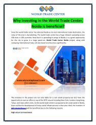  Why investing in the world trade center Noida is beneficial?