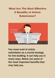 What Are The Most Effective 8 Benefits of Article Submission?