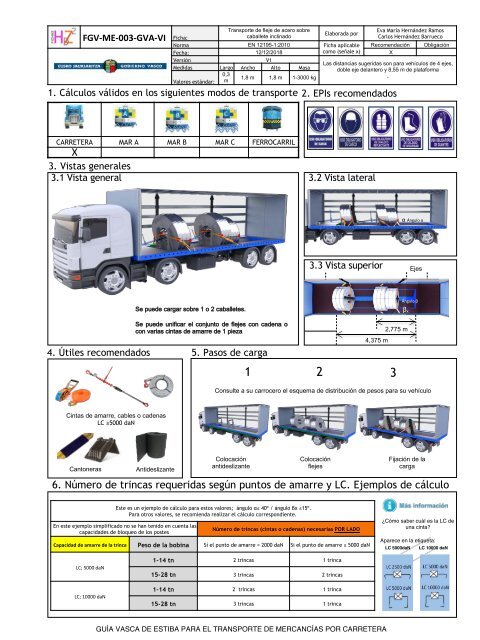 GUIA VASCA DE ESTIBA PARA EL TRANSPORTE DE MERCANCIAS POR CARRETERA