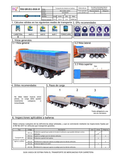 GUIA VASCA DE ESTIBA PARA EL TRANSPORTE DE MERCANCIAS POR CARRETERA