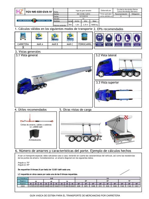 GUIA VASCA DE ESTIBA PARA EL TRANSPORTE DE MERCANCIAS POR CARRETERA