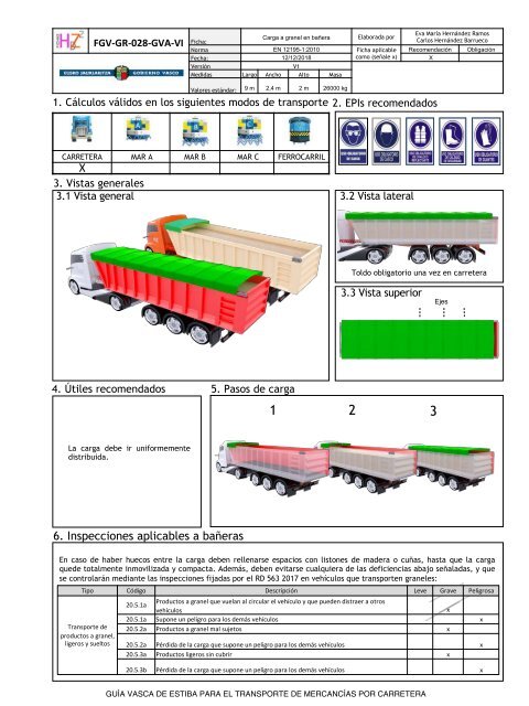 GUIA VASCA DE ESTIBA PARA EL TRANSPORTE DE MERCANCIAS POR CARRETERA