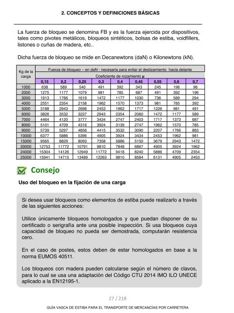 GUIA VASCA DE ESTIBA PARA EL TRANSPORTE DE MERCANCIAS POR CARRETERA