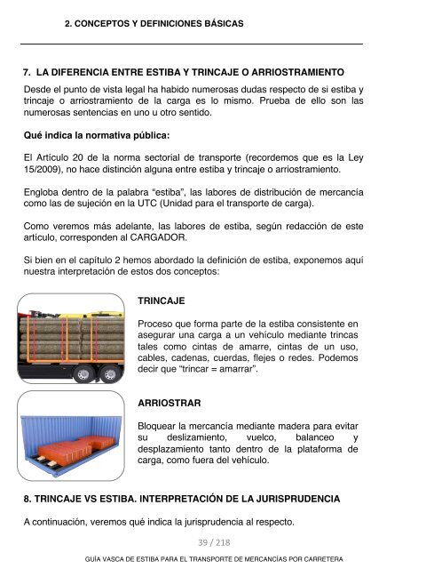 GUIA VASCA DE ESTIBA PARA EL TRANSPORTE DE MERCANCIAS POR CARRETERA