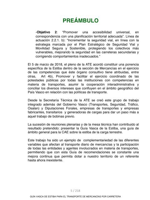 GUIA VASCA DE ESTIBA PARA EL TRANSPORTE DE MERCANCIAS POR CARRETERA