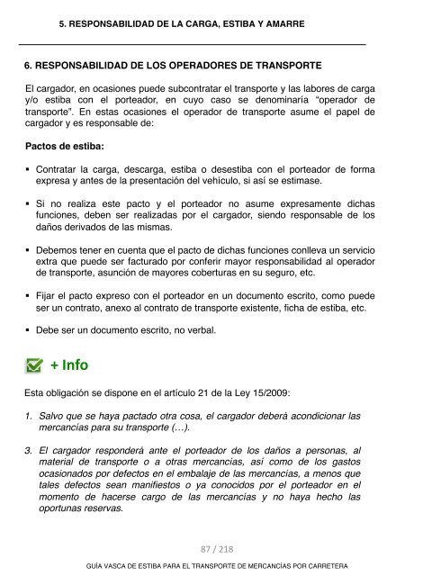 GUIA VASCA DE ESTIBA PARA EL TRANSPORTE DE MERCANCIAS POR CARRETERA