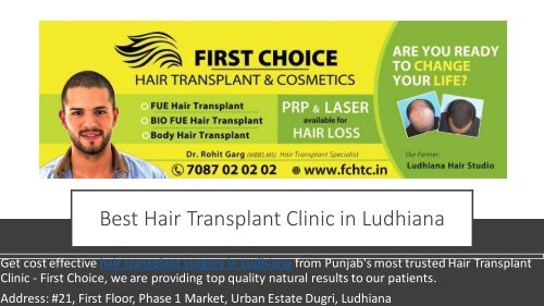 Hair Transplant in Ludhiana, Punjab - Cost, Clinic | FCHTC