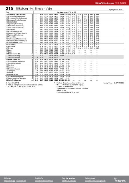 215 | Vejle - Nr. Snede - Silkeborg | Gyldig 01.01.20 | Midttrafik