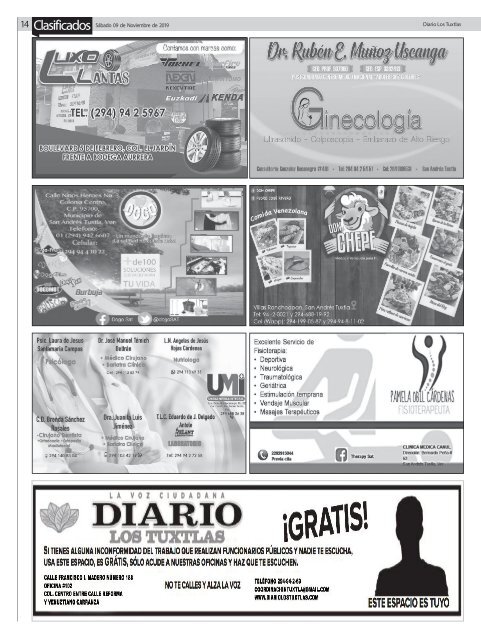 Edición de Diario los Tuxtlas del día 09 de Noviembre de 2019