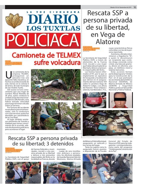 Edición de Diario los Tuxtlas del día 09 de Noviembre de 2019