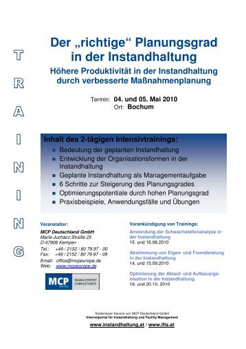 "richtiger" Planungsgrad in der Instandhaltung - MCP Deutschland ...