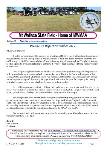 MWMAA_Nov_2019 Newsletter