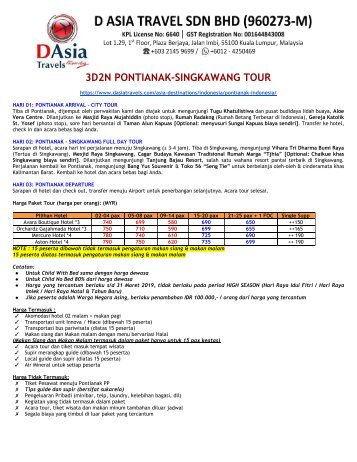 Pontianak Tour Package- Singkawang Full Day Tour Exclusive- D Asia Travels