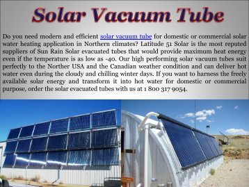 Solar Vacuum Tube For Sale