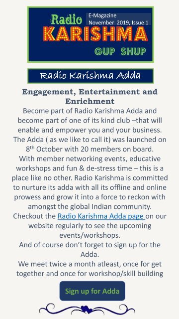 RK ADDA newsletter 11 November issue