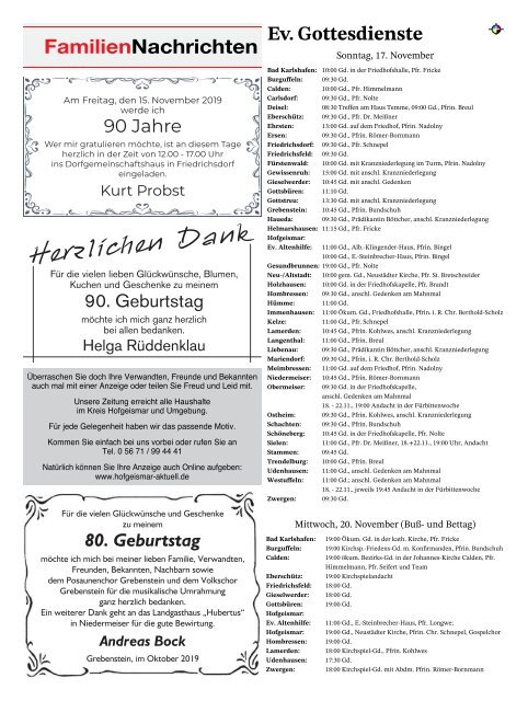 Hofgeismar Aktuell 2019 KW 46