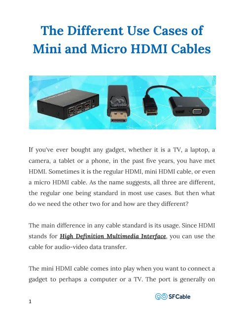 The Different Use Cases of Mini and Micro HDMI Cables