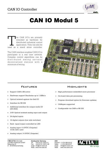 CAN IO Modul 5 - I+ME ACTIA GmbH