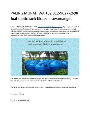 PALING MURAH,WA +62 812-9627-2698 Jual septic tank biotech rawamangun
