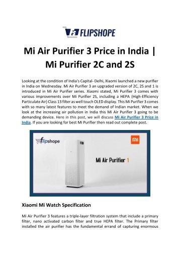 Mi Air Purifier 3 Price in India