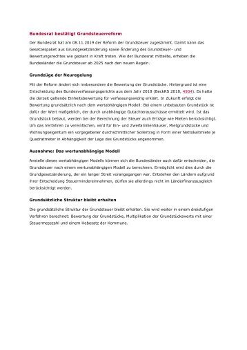 Bundesrat bestätigt Grundsteuerreform