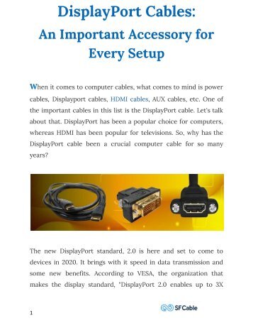 DisplayPort Cables An Important Accessory for Every Setup