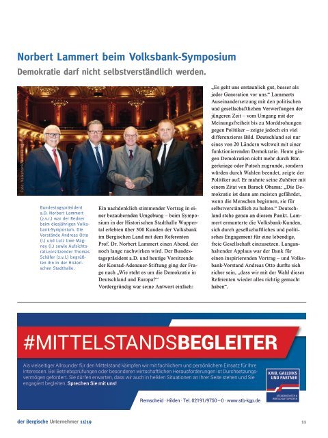 Das Wirtschaftsmagazin für das Bergische und den Kreis Mettmann