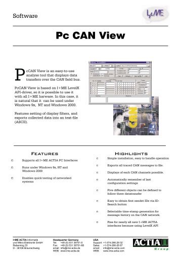 Pc CAN View - I+ME ACTIA GmbH