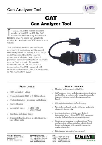 Can Analyzer Tool Can Analyzer Tool - I+ME ACTIA GmbH