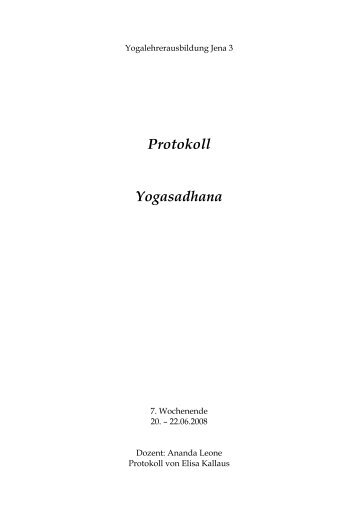 Protokoll Yogasadhana - yoga zentrum jena