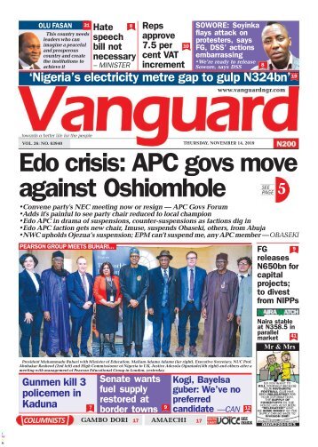 14112019 - Edo crisis: APC govs move against Oshiomhole