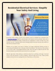 Residential Electrical Services -Simplify Your Safety And Living