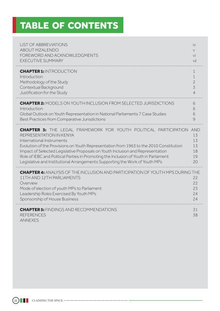 Claiming the space: The inclusion and participation of  the youth in Kenya's 11th and 12th Parliaments