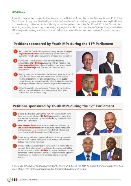 Claiming the space: The inclusion and participation of  the youth in Kenya's 11th and 12th Parliaments